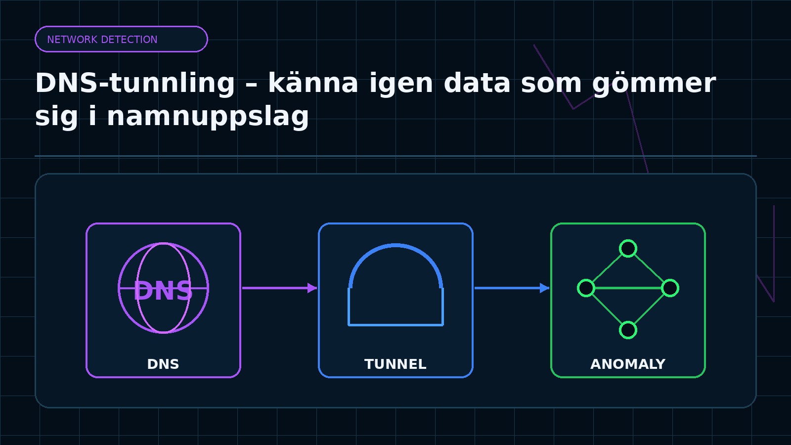 Ämnesspecifik teknisk illustration för artikeln DNS-tunnling – känna igen data som gömmer sig i namnuppslag