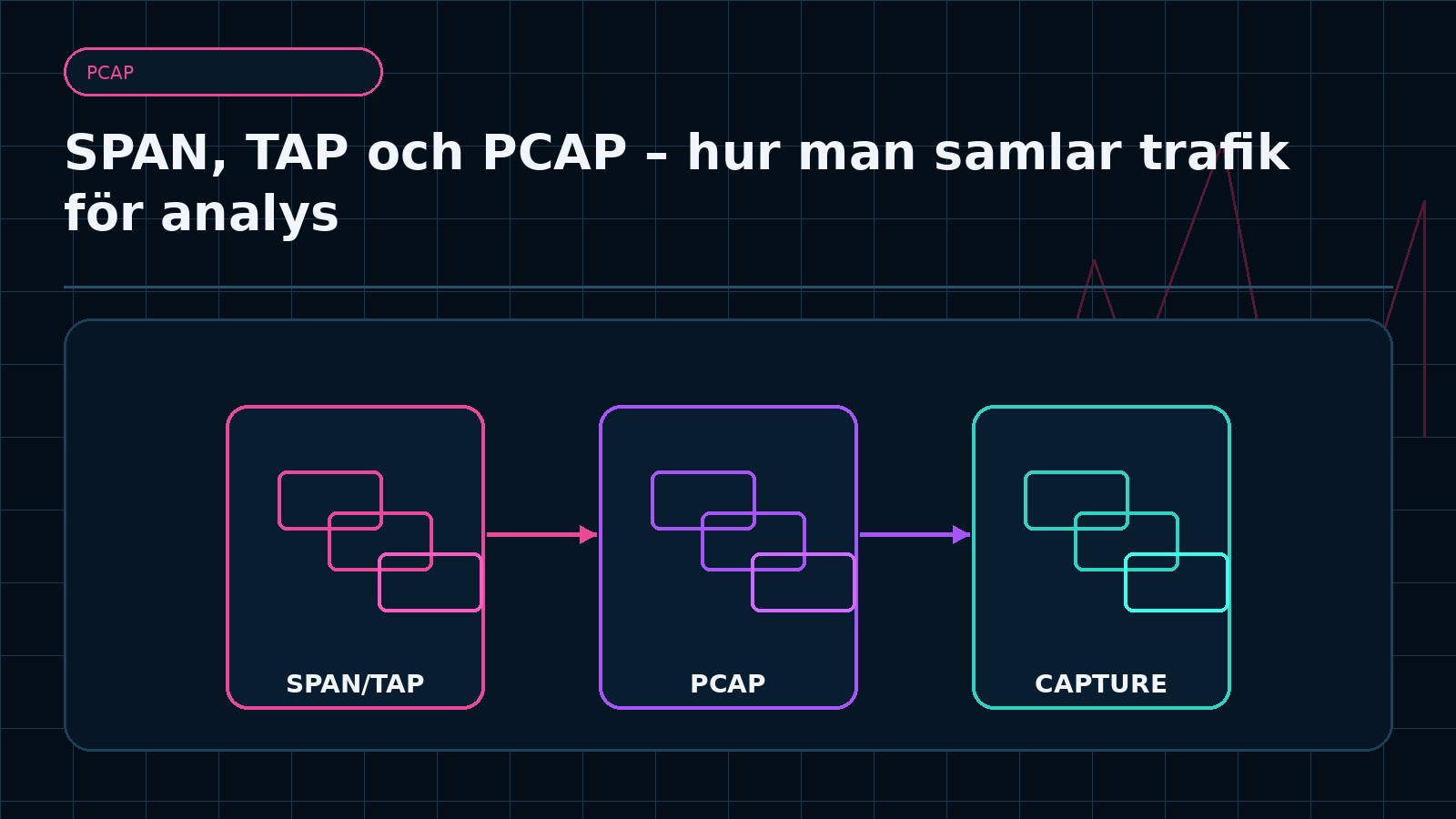 Ämnesspecifik teknisk illustration för artikeln SPAN, TAP och PCAP – hur man samlar trafik för analys